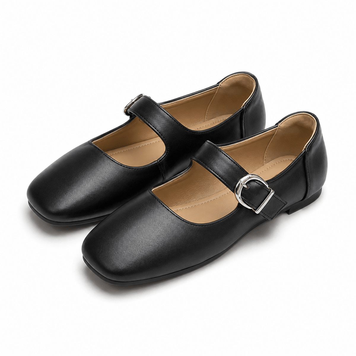 Square-Toe Mary Jane Ballet Flats - Klementina Boutique