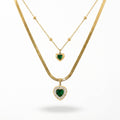Vivienne | Emerald Heart Layered Necklace - Klementina Boutique